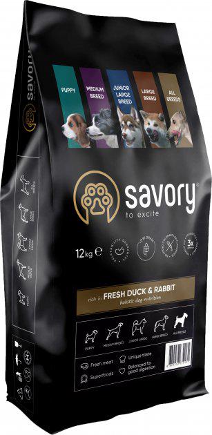 Сухий корм Savory Fresh Duck & Rabbit All Breeds для дорослих собак 12 кг (10146105)