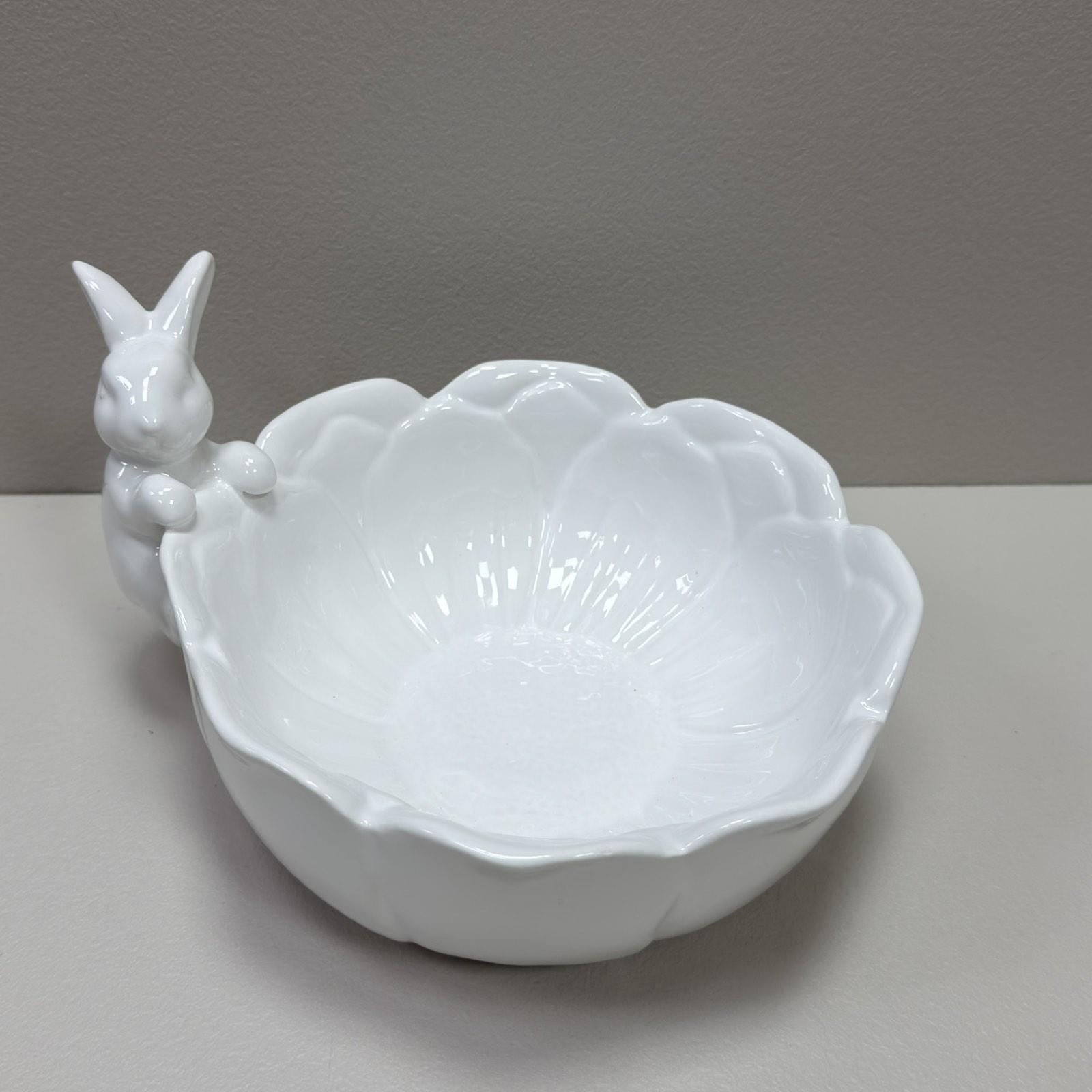 Піала керамічна BonaDi 733-707 Кролик з квіткою 600 мл Білий (28133402)