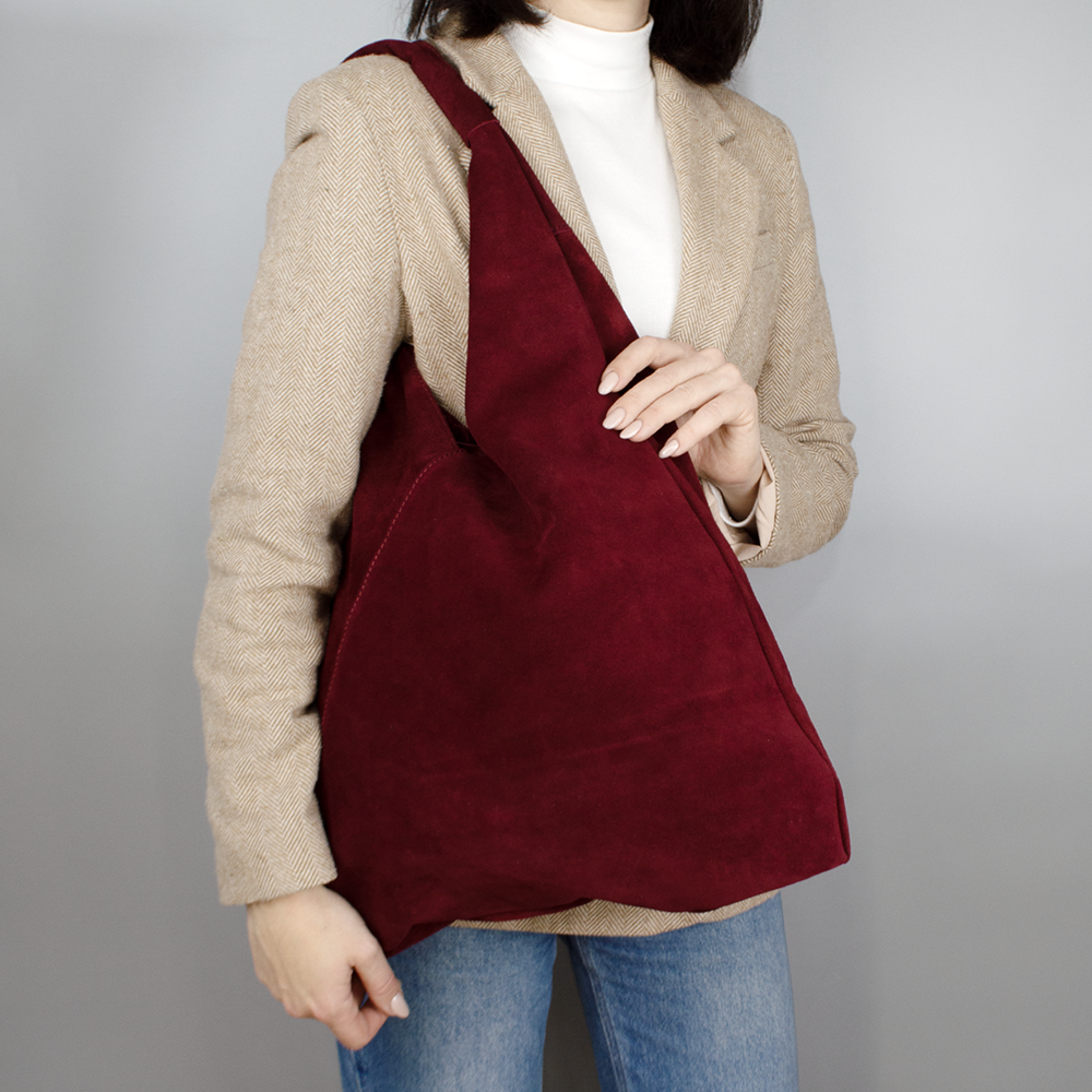 Сумка-шопер жіноча Virginia Conti 03801 замшева з гаманцем Бордовий (2412963514) - фото 2