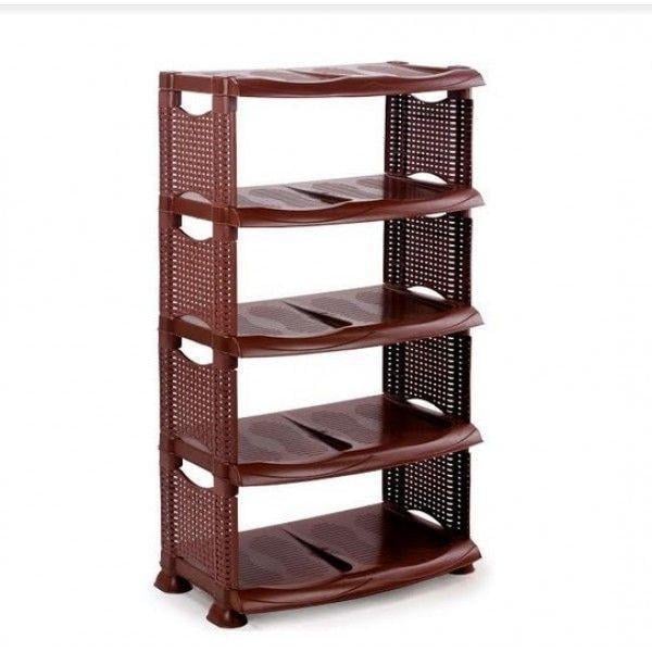 Полиця для взуття Scorpion із закритими боками на 5 рівнів із пластику Коричневий (147-46-23052) Полиця для взуття Scorpion із закритими боками на 5 рівнів із пластику Коричневий (147-46-23052)