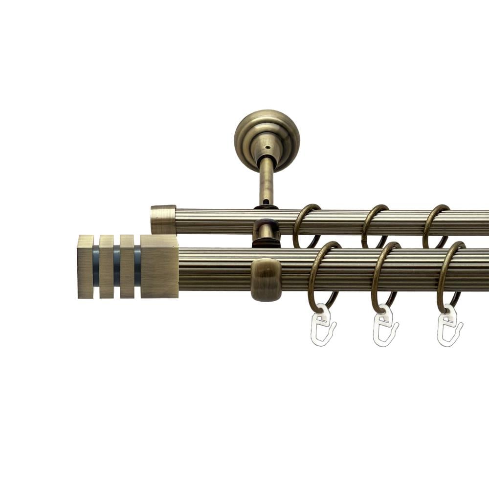 Карниз Orvit Акорда металевий дворядний відкритий рифлена труба кільце металеве 25/16 мм 160 см Антик (00-00025668)