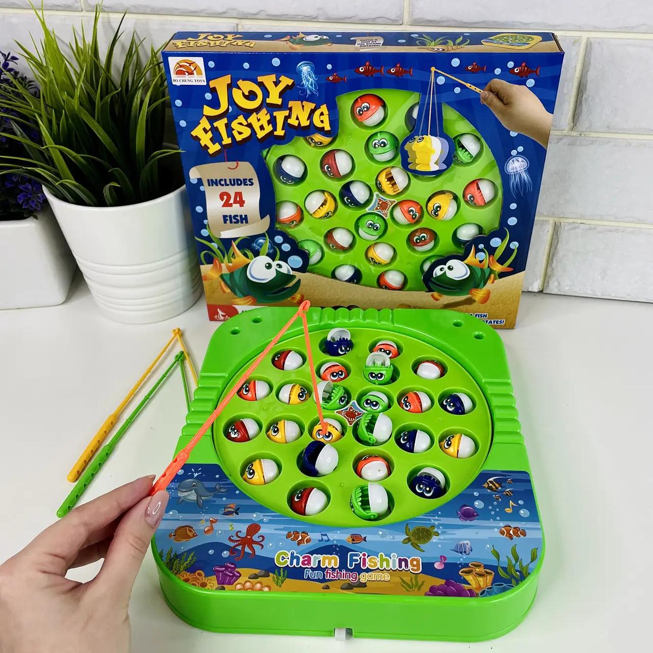 Игра детская Большая рыбалка 24 рыбки 3 удочки вращающийся пруд 24,8х3,9х21,6 см (6895) - фото 2 Игра детская Большая рыбалка 24 рыбки 3 удочки вращающийся пруд 24,8х3,9х21,6 см (6895) - фото 2