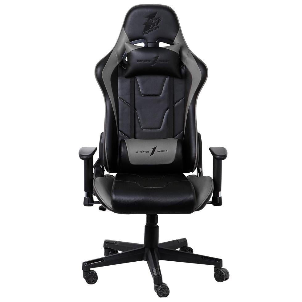 Крісло ігрове 1stPlayer FK2 навантаження до 160 кг з подушкою та підлокітником Black/Grey (FK2-BKGA)