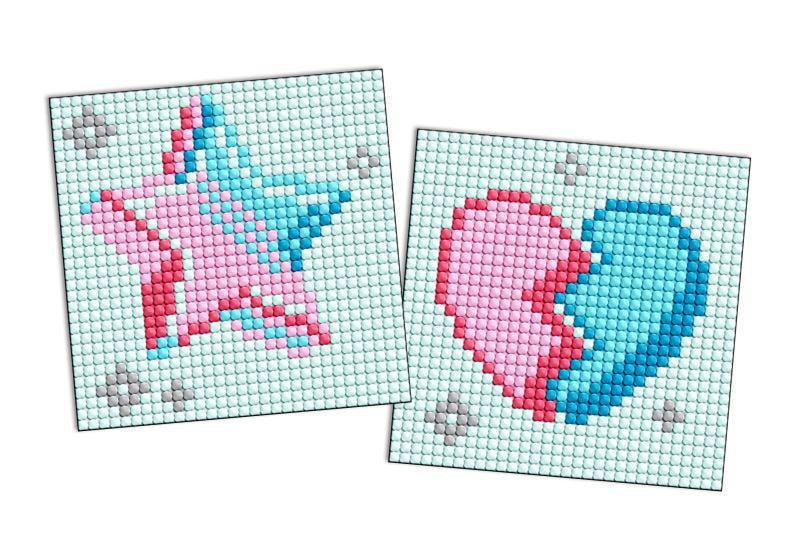 Алмазная мозаика на магните Ideyka Звезда и разбитое сердце из 2 сюжетов 9х9 см (Id-AMG1187)