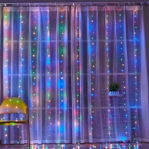 Гирлянда-занавес Штора на окно 220V 160 LED 2х2м USB RGB
