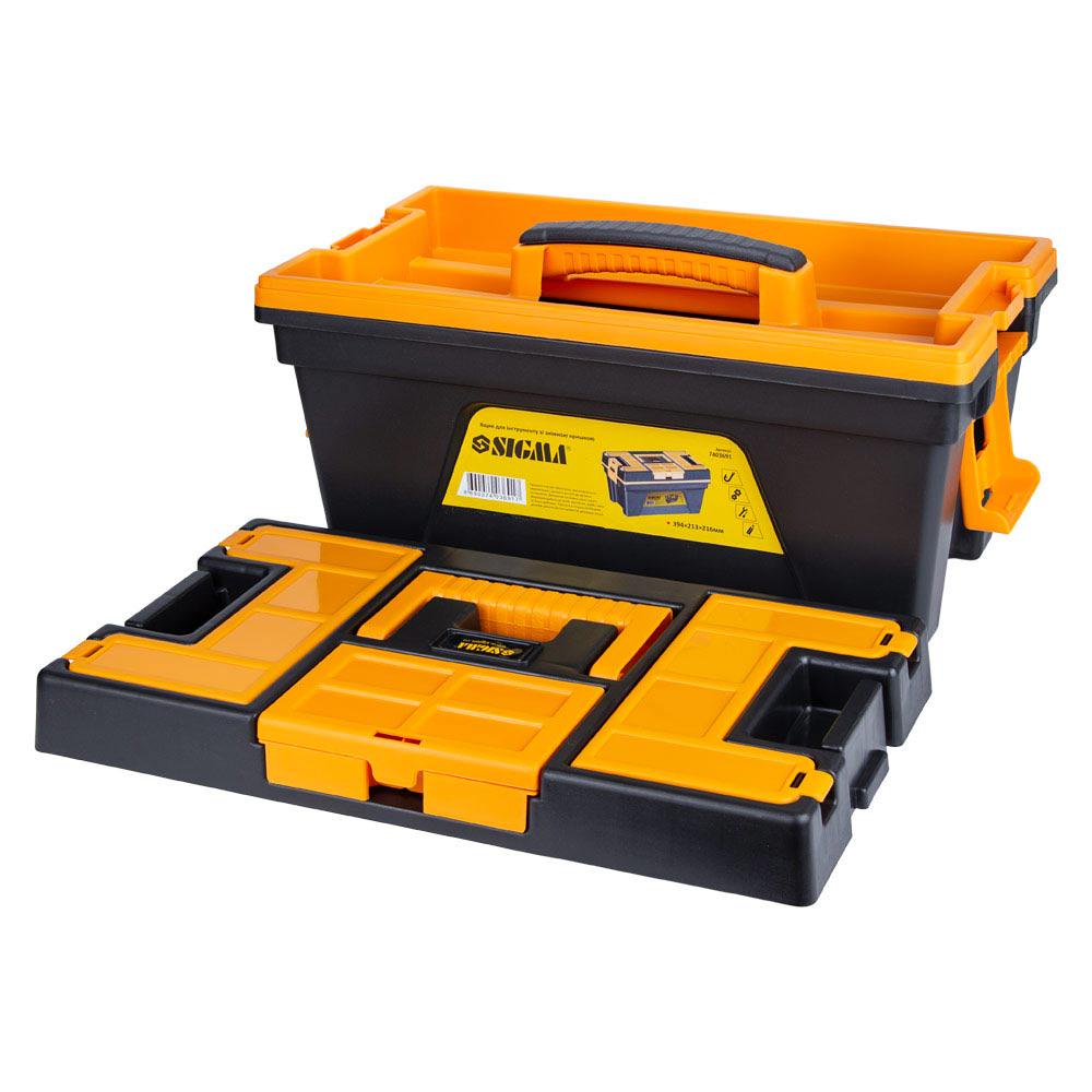 Ящик для інструментів Sigma 394x213x216 мм зі знімною кришкою (7403691) - фото 3 Ящик для інструментів Sigma 394x213x216 мм зі знімною кришкою (7403691) - фото 3