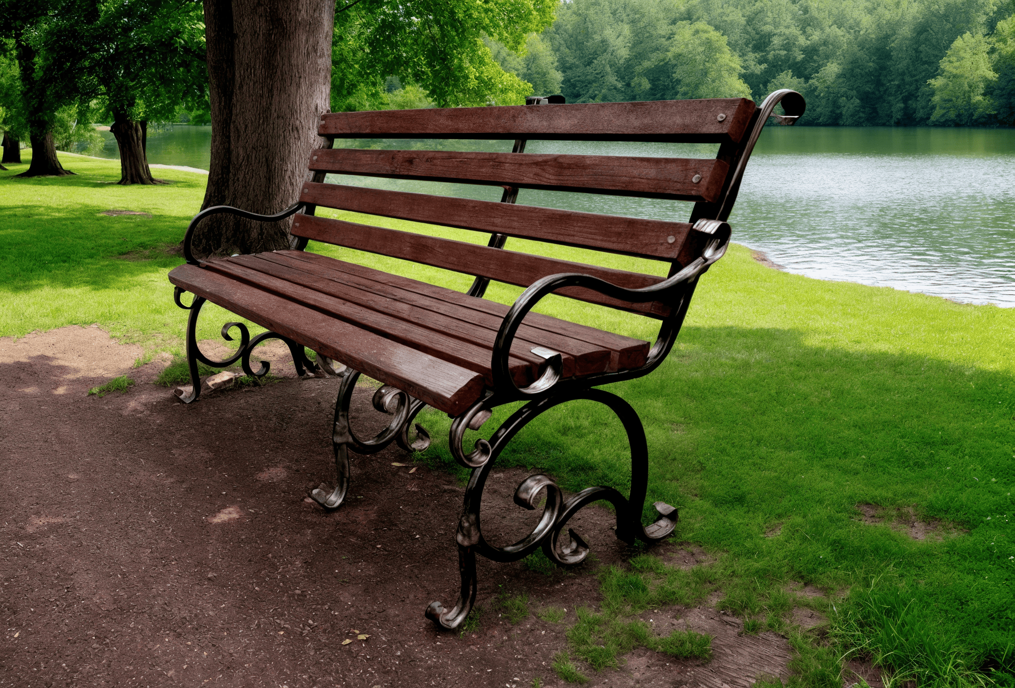 Скамейка садовая кованая Tobi Sho Дольче с подлокотниками для дачи террасы 220 см Орех (sr59026)