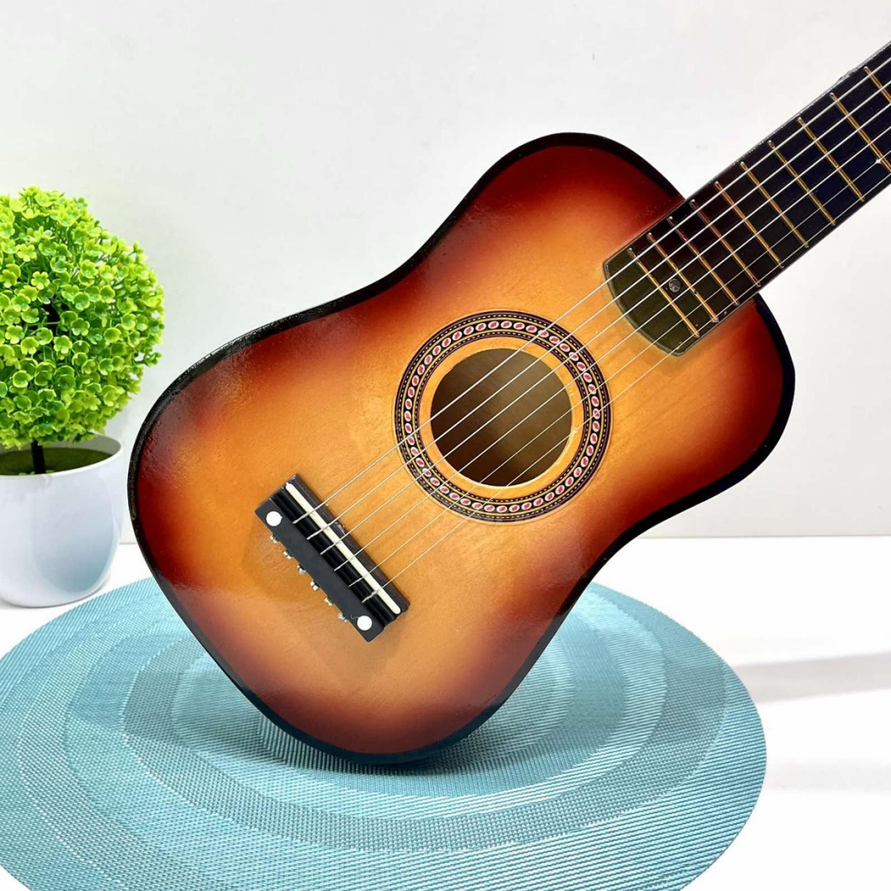 Гітара дерев'яна дитяча 6 струн Жовто-червоний (M 1369) - фото 10 Гітара дерев'яна дитяча 6 струн Жовто-червоний (M 1369) - фото 10