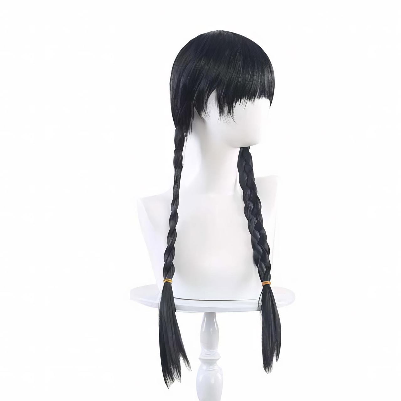 Перука для косплею чубчик і кіски в стилі Венсдей Аддамс 65 см Брюнет (K000798) - фото 4 Перука для косплею чубчик і кіски в стилі Венсдей Аддамс 65 см Брюнет (K000798) - фото 4