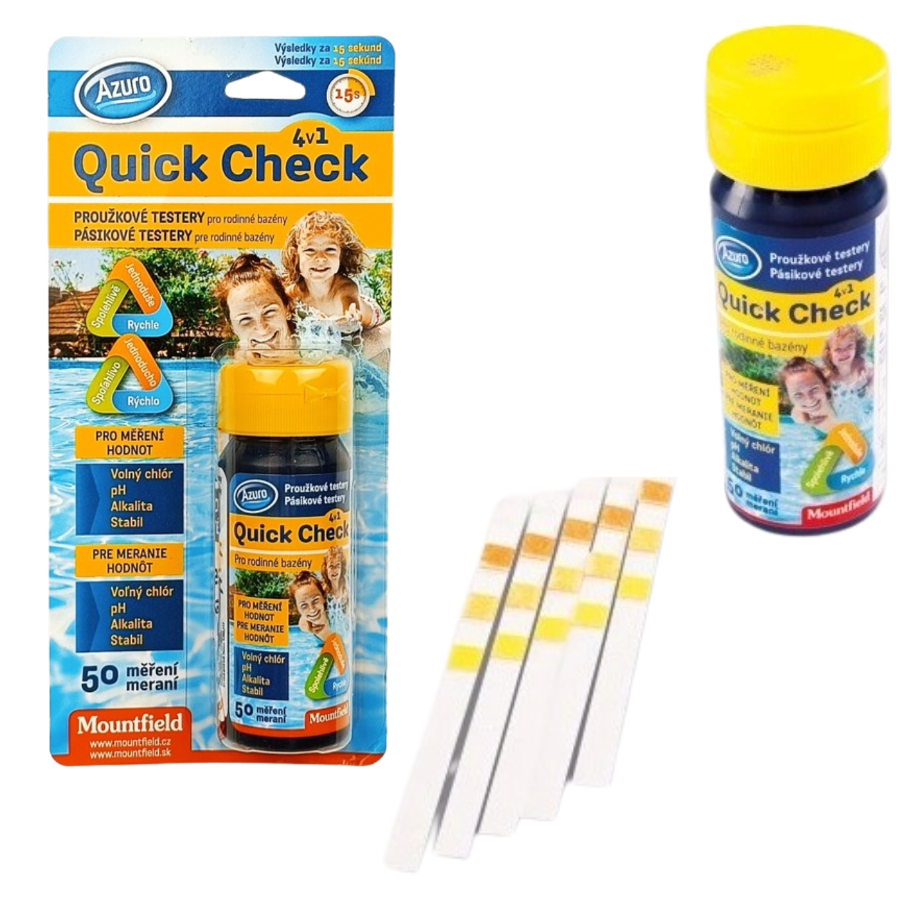 Тест полоски для бассейна Azuro 4в1 для измерения ph и хлора сl 50 полосок