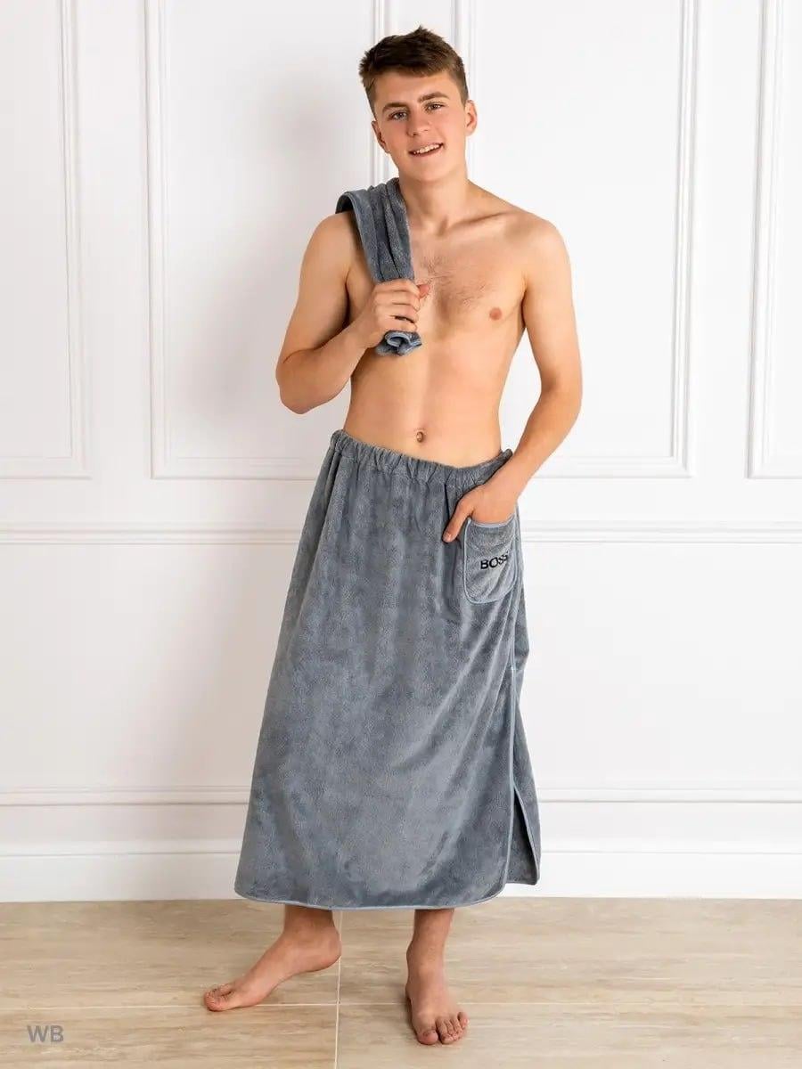 Набір для сауни банний 2в1 85х150 см Сірий (Д-novo-m-sauna-0034)