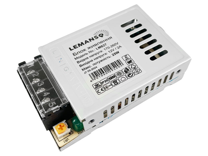 Блок питания Lemanso LM827 25W IP20 12V 78x48x20 мм (9120)