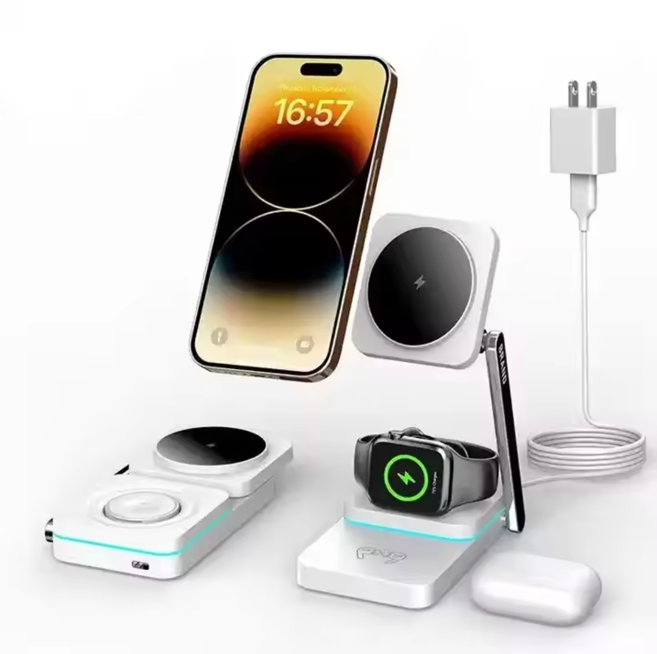 Станция беспроводной заряди складная T6 3в1 Magsafe 25W для Apple Iphone 12-15/Apple Watch 2-9/ Airpods Черный (2234662702) - фото 8