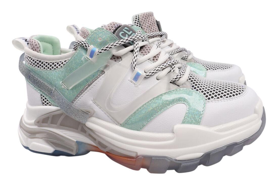 Кроссовки женские Li Fexpert из кожи на платформе р. 38 Белый (575-21DK)