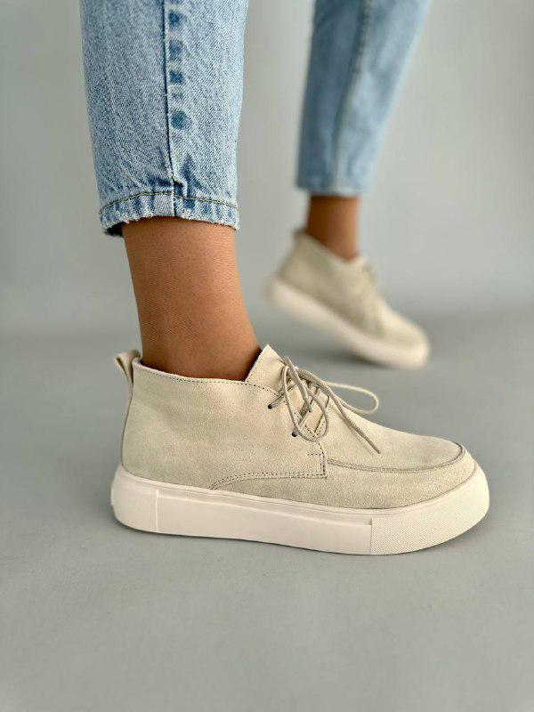 Черевики жіночі замшеві демісезонні р. 39 Бежевий (7374д/39)