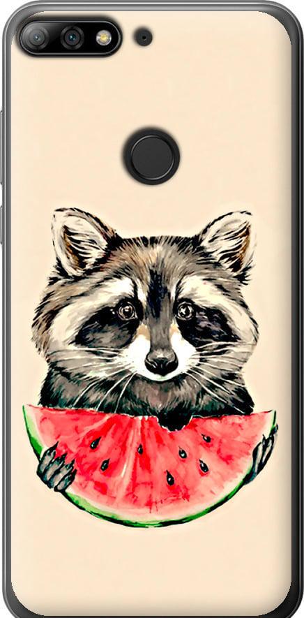 Чехол на Huawei Y7 Prime 2018 Енотик с арбузом (4605u-1509-42517)
