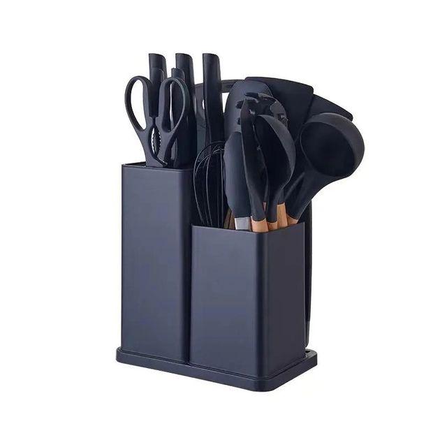 Набор принадлежностей кухонных Kitchen Set силиконовые с подставкой 19 пр. Черный (BLK-20)