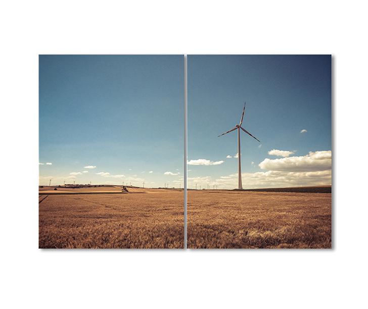 Картина модульная Ветрогенераторы в поле 2 модуля 90x135 см