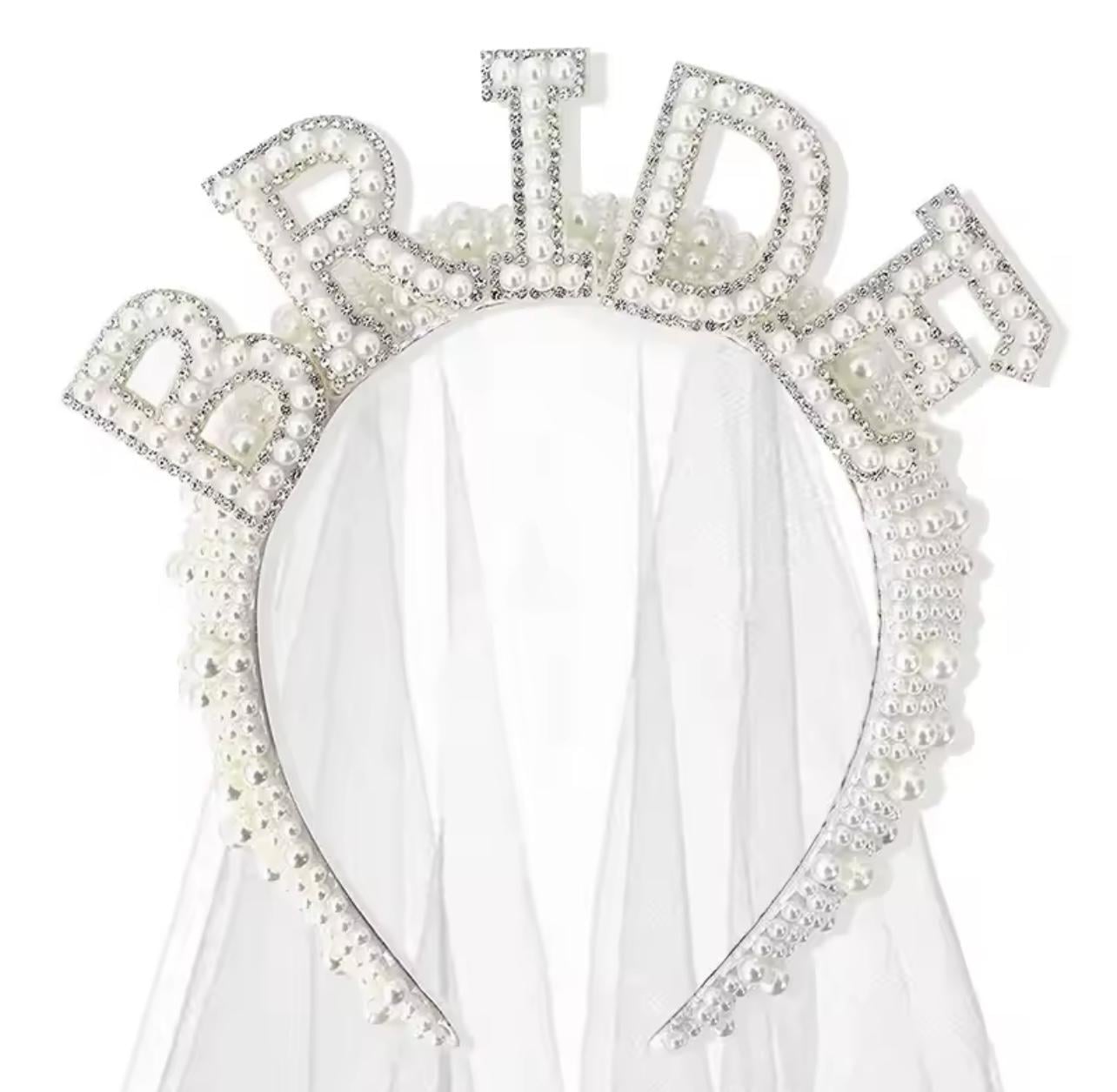 Обруч с фатой BRIDE жемчужины для девичника (29017652)