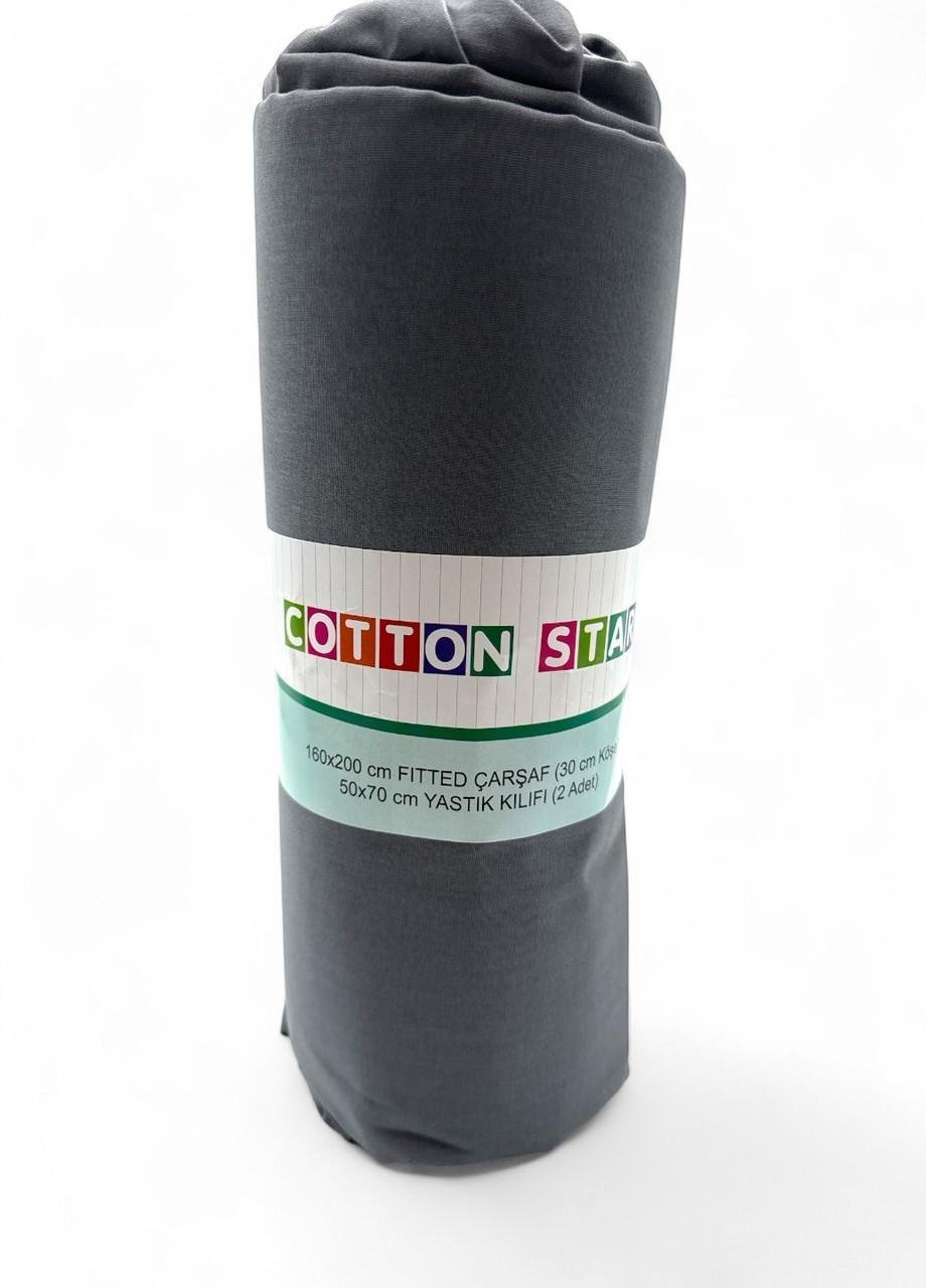 Комплект постільної білизни Cotton Star 1 простирадло/2 наволочки без підковдри Сірий (2740754895) - фото 1