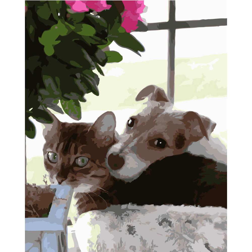 Картина по номерам Strateg Премиум Отдых пушистиков 40x50 см (GS407)