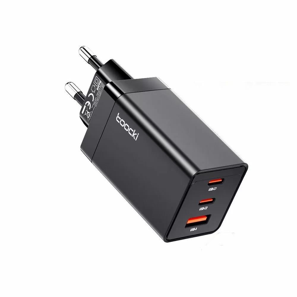 Зарядний пристрій мережевий Toocki GAN 67-65W 2 Type-C/1 USB Black (25397429)