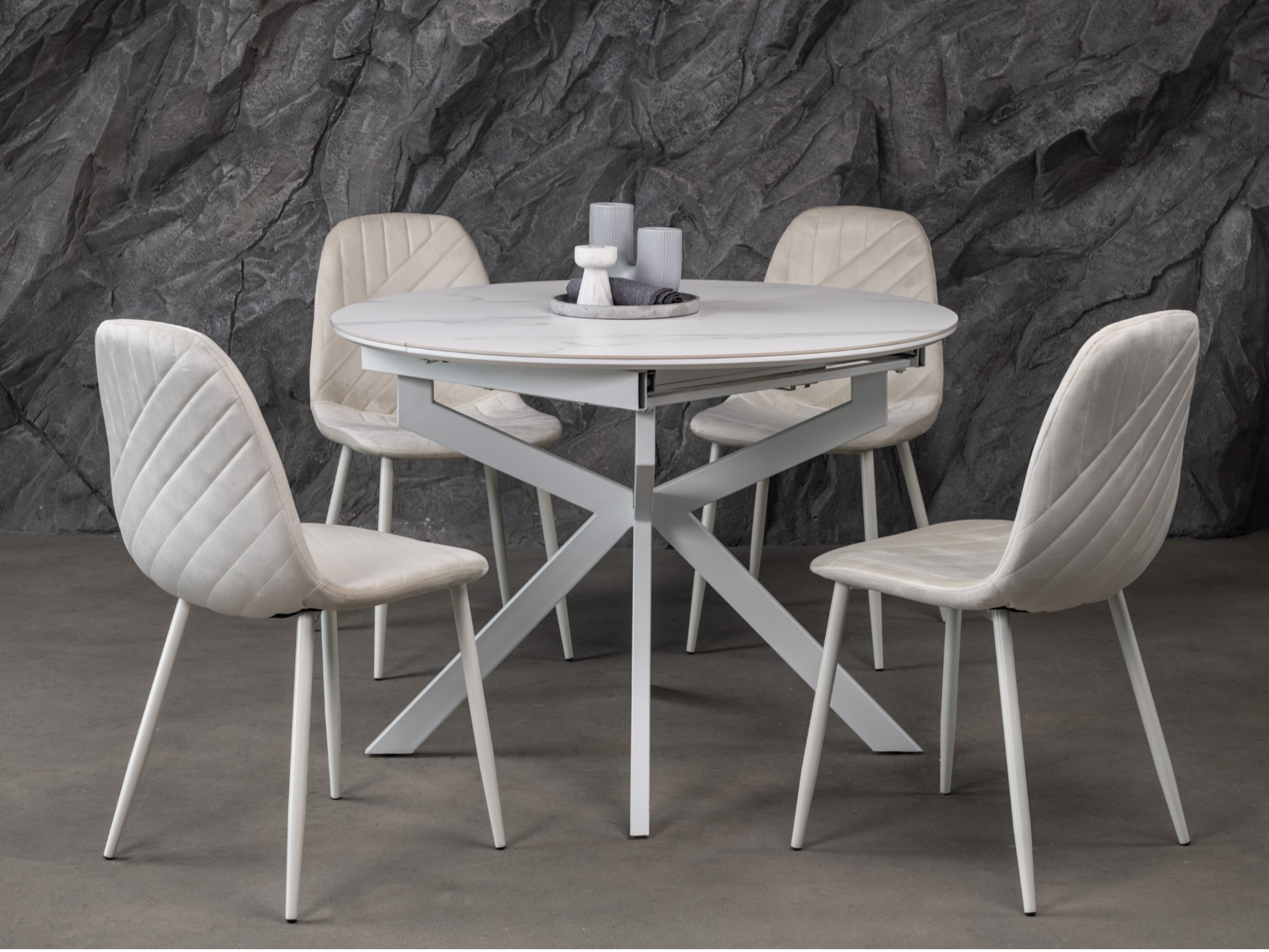 Обідній стіл круглий Vetro Mebel Офелія 1050/1380/760 мм Калакатта крістал/Білий (TML-1250) - фото 13 Обідній стіл круглий Vetro Mebel Офелія 1050/1380/760 мм Калакатта крістал/Білий (TML-1250) - фото 13