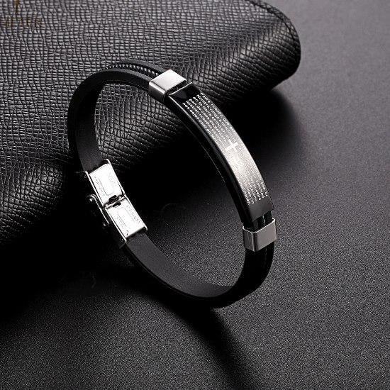 Браслет из медицинской стали молитва на силиконовом ремешке 20 см (BSS-066)