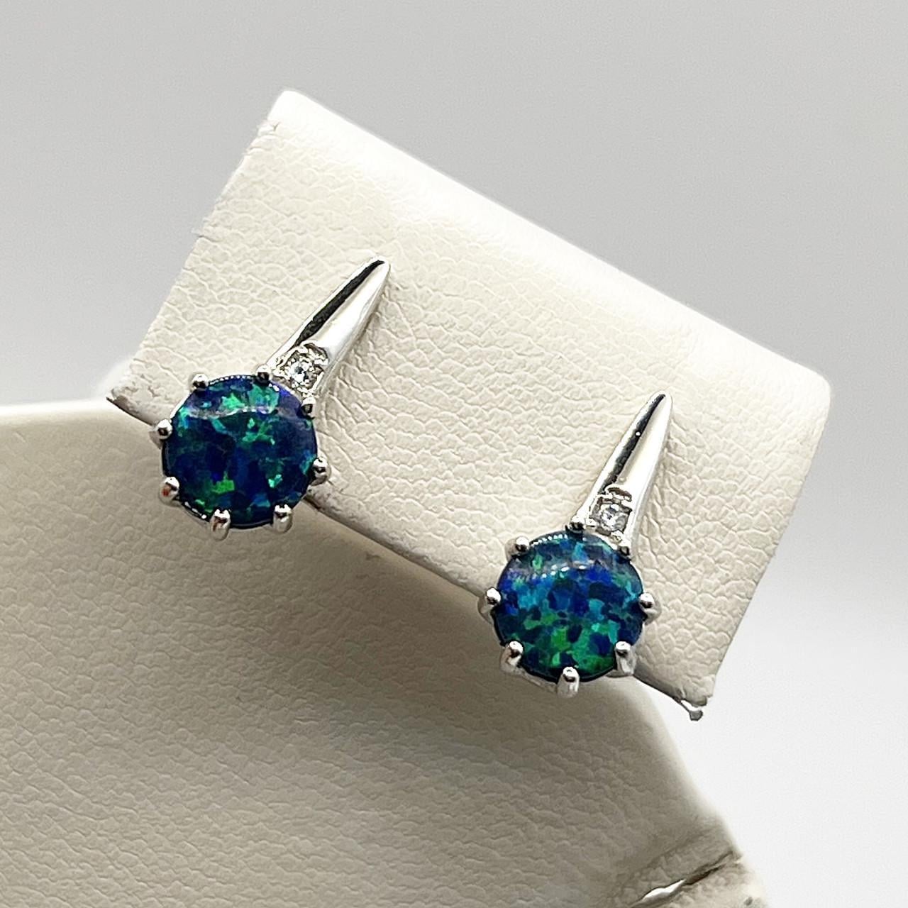 Срібні сережки із зеленим опалом 4,12 г (2500906482)