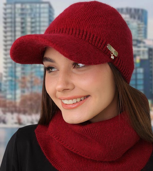 Комплект кепка женская теплая баф Braxton Долорес Бордовый (641W)