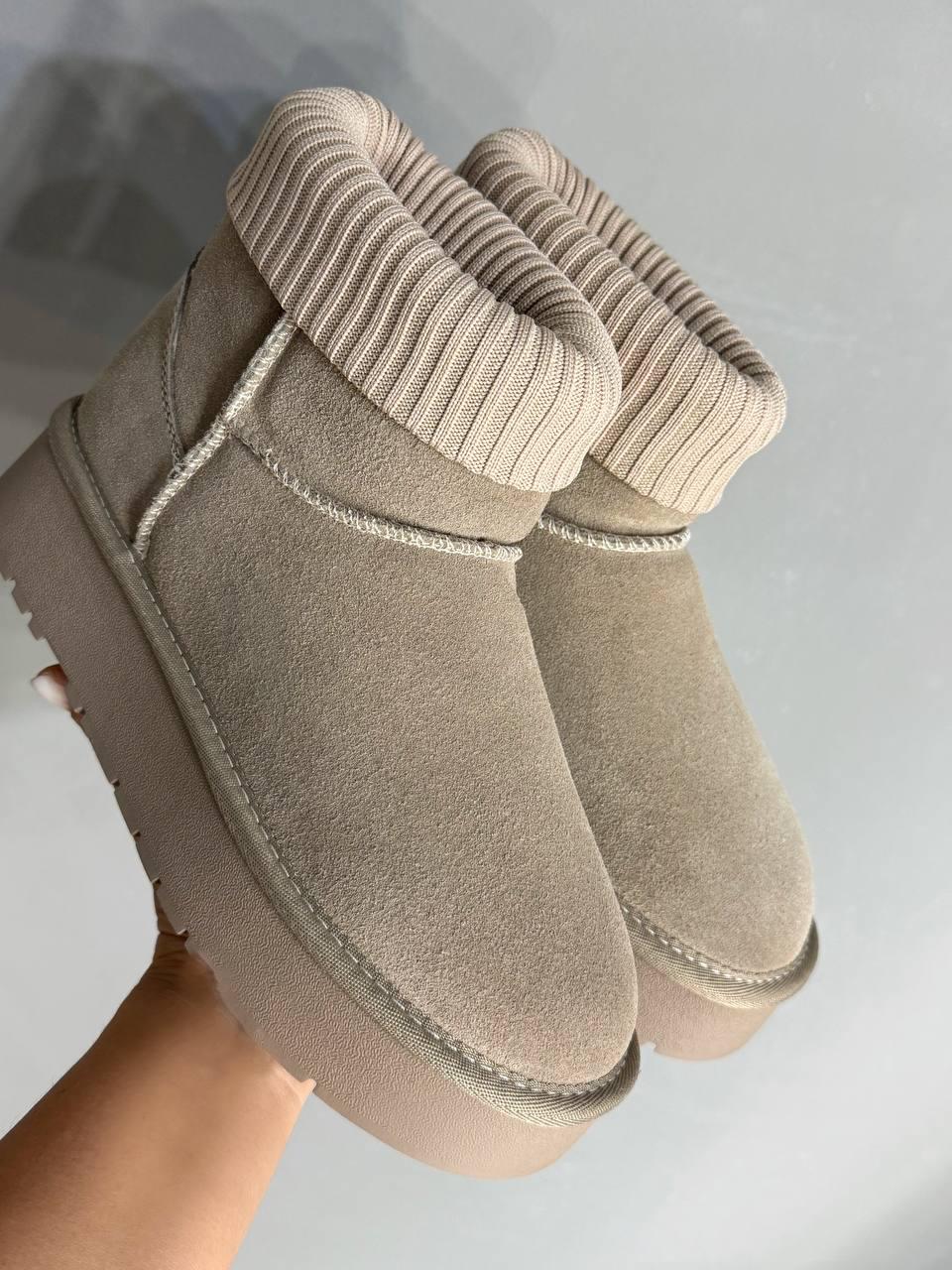 Угги женские Hengji 56-3 с манжетом носком на высокой подошве р. 40 Бежевый (5160) - фото 1