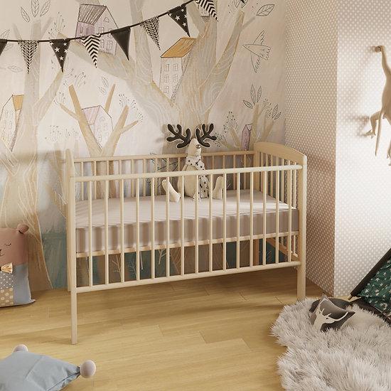 Кроватка-кроватка для новорожденных 3 уровня регулировки дна откидная боковина 120х60 см Натуральный (33308208)