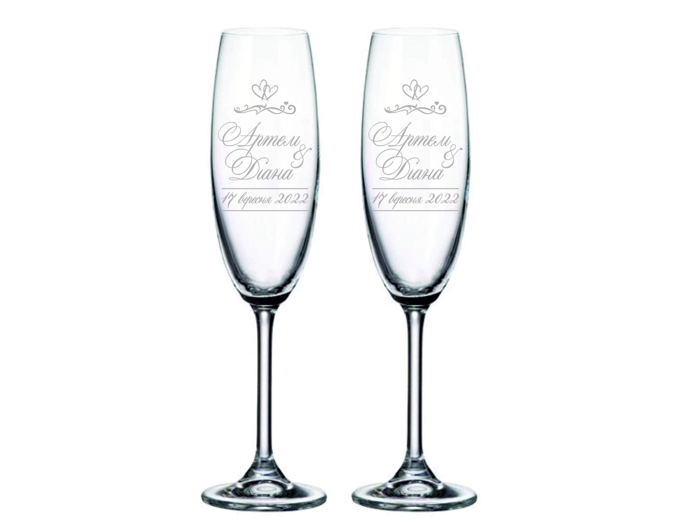 Бокалы для шампанского Bohemia с гравировкой "Нежность" с персонализацией (1143) Бокалы для шампанского Bohemia с гравировкой "Нежность" с персонализацией (1143)