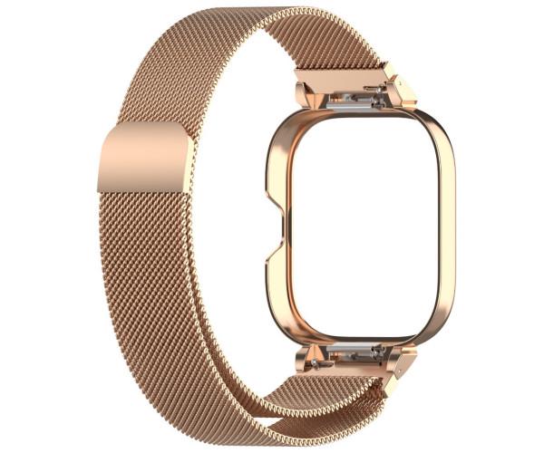 Ремешок Milanese Magnetic для Xiaomi Redmi Watch 5 c чехлом Rose/Gold