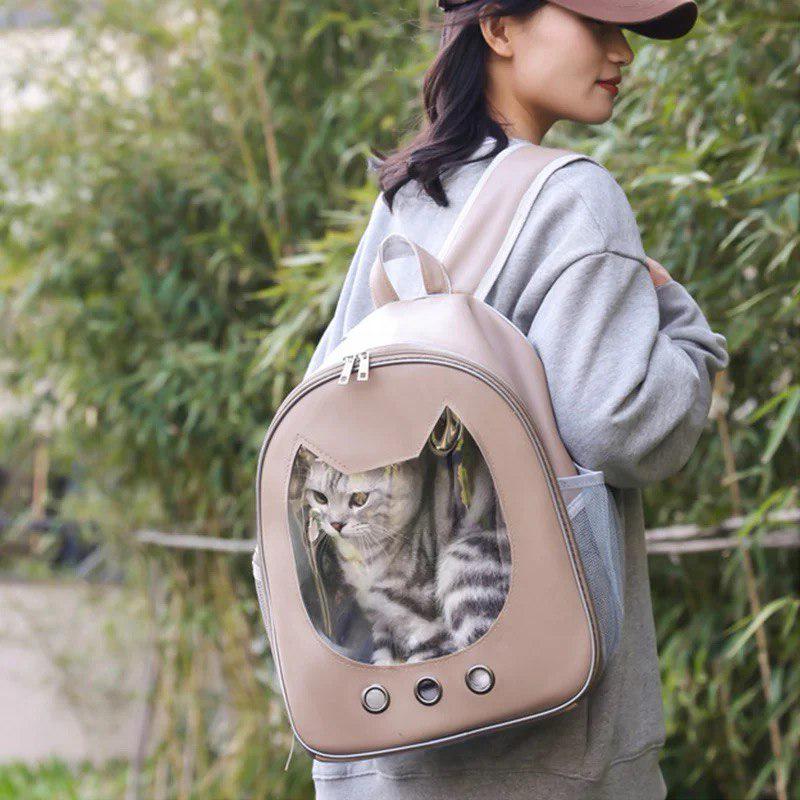 Рюкзак-переноска для кошек с окошком и боковыми карманами Коричневый (ST0312) - фото 3 Рюкзак-переноска для кошек с окошком и боковыми карманами Коричневый (ST0312) - фото 3