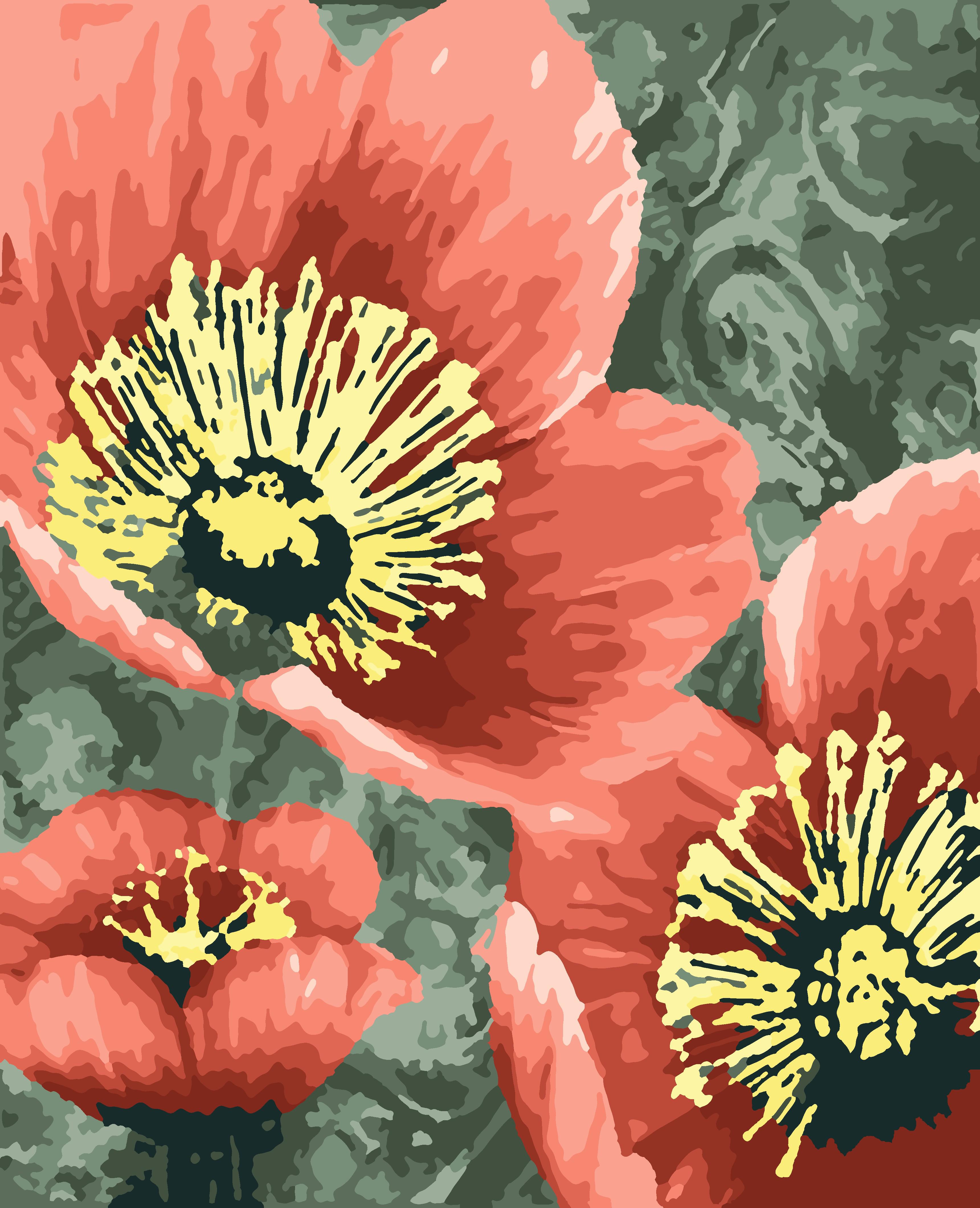 Картина по номерам Artissimo Красные цветы с золотой краской 40x50 см (PN3302-Artis)