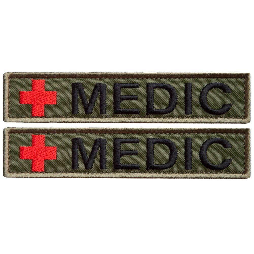 Набір шевронів на липучці "MEDIC" планка 2,5х12 см 2 шт. Хакі (2300287798)