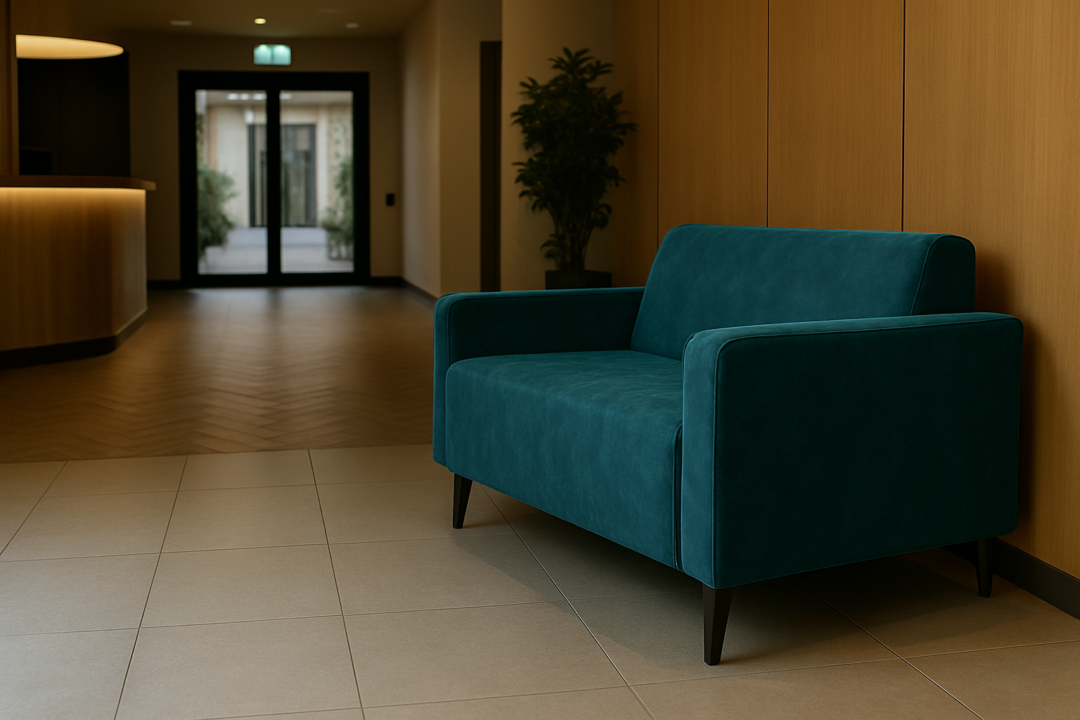 Диван офісний Tobi Sho Тайм з підлокітниками велюр Крокус 1460х680х770 мм Морська хвиля (Морська хвиля/88) - фото 2