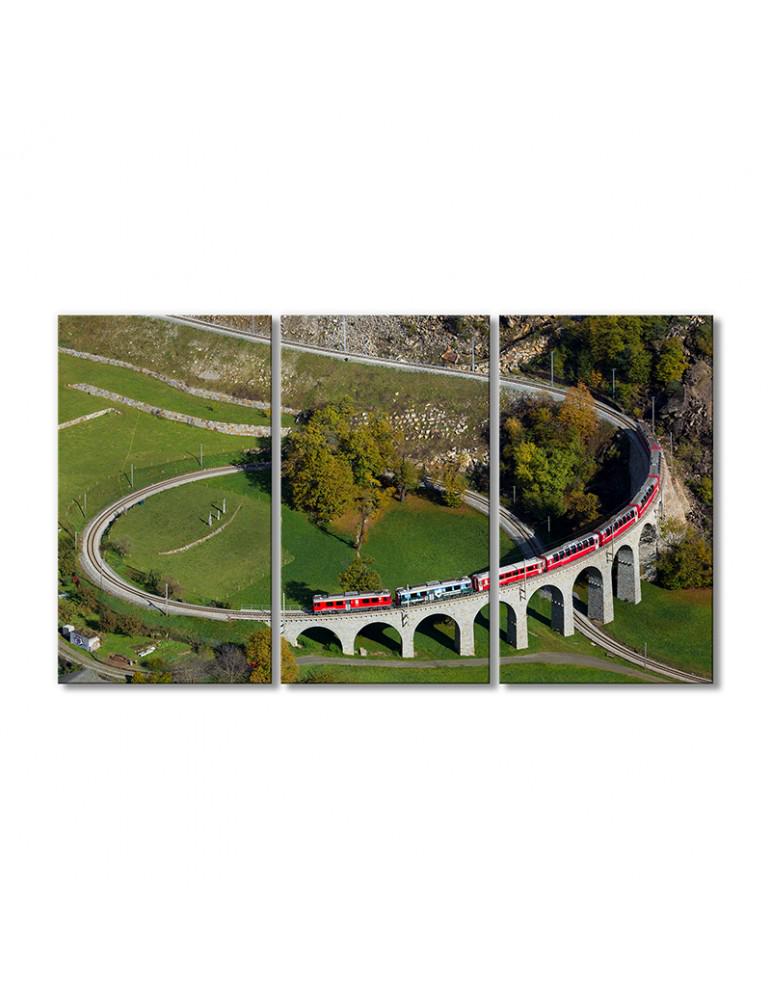 Картина модульная Спиральный виадук в Брусио мост 3 модуля 50x75 см