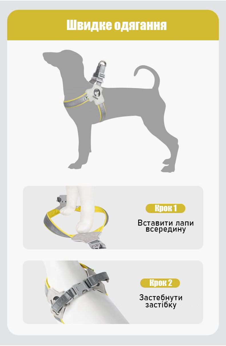 Шлея Duomm для собак регулируемая нейлоновая 34-46 см S Серый (2329630590) - фото 9 Шлея Duomm для собак регулируемая нейлоновая 34-46 см S Серый (2329630590) - фото 9