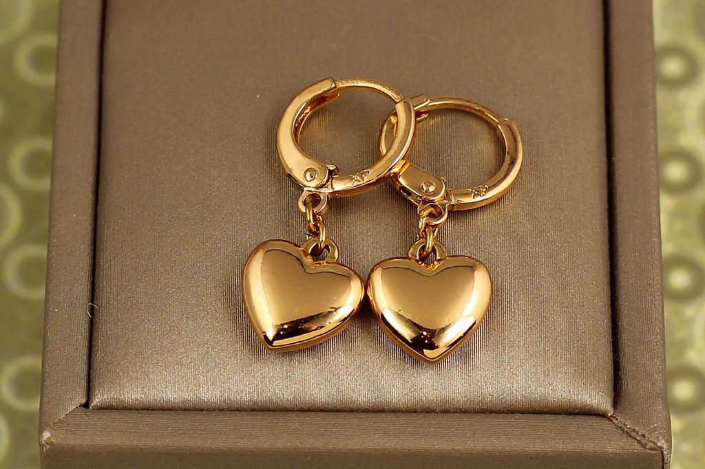 Серьги подвески Xuping Jewelry сердце 2,5 см Золотистый (30642063)