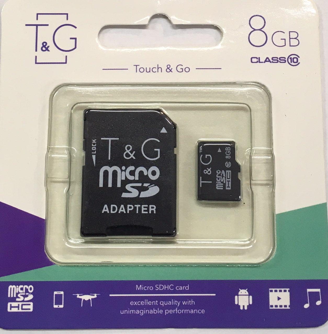 Карта пам'яті micro T&G SDHC на 8Gb Class 10 та SD адаптер (880544743)