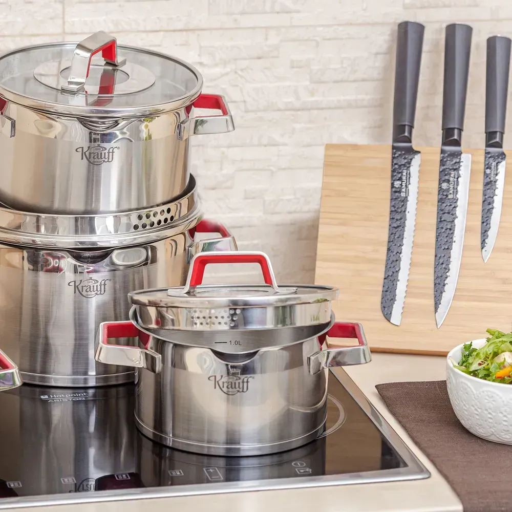 Набор кастрюль Krauff Moderne Rot со сковородой WOK Hamburg 9 пр. (26248946) - фото 8 Набор кастрюль Krauff Moderne Rot со сковородой WOK Hamburg 9 пр. (26248946) - фото 8