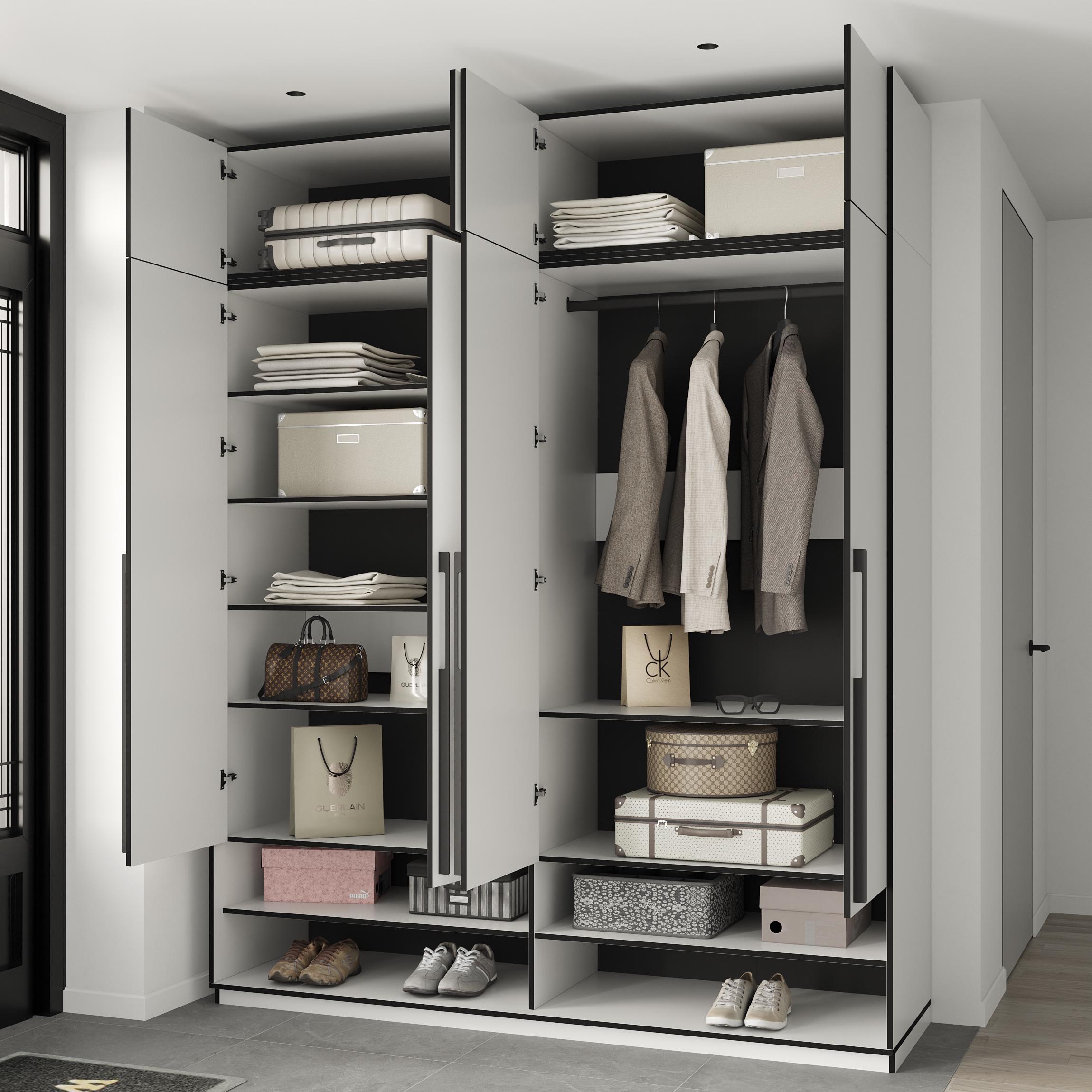 Шафа в передпокій розпашна чотиридверна з антресолью та штангою для одягу 1969х2500х570 мм Венге темний (mr-10a-vg) - фото 2