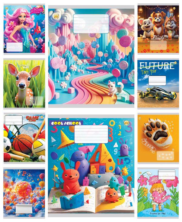 Зошити учнівські Тетрада Люкс Мікс 1 в клітинку 12 арк. 25 шт. (MTT-199139)