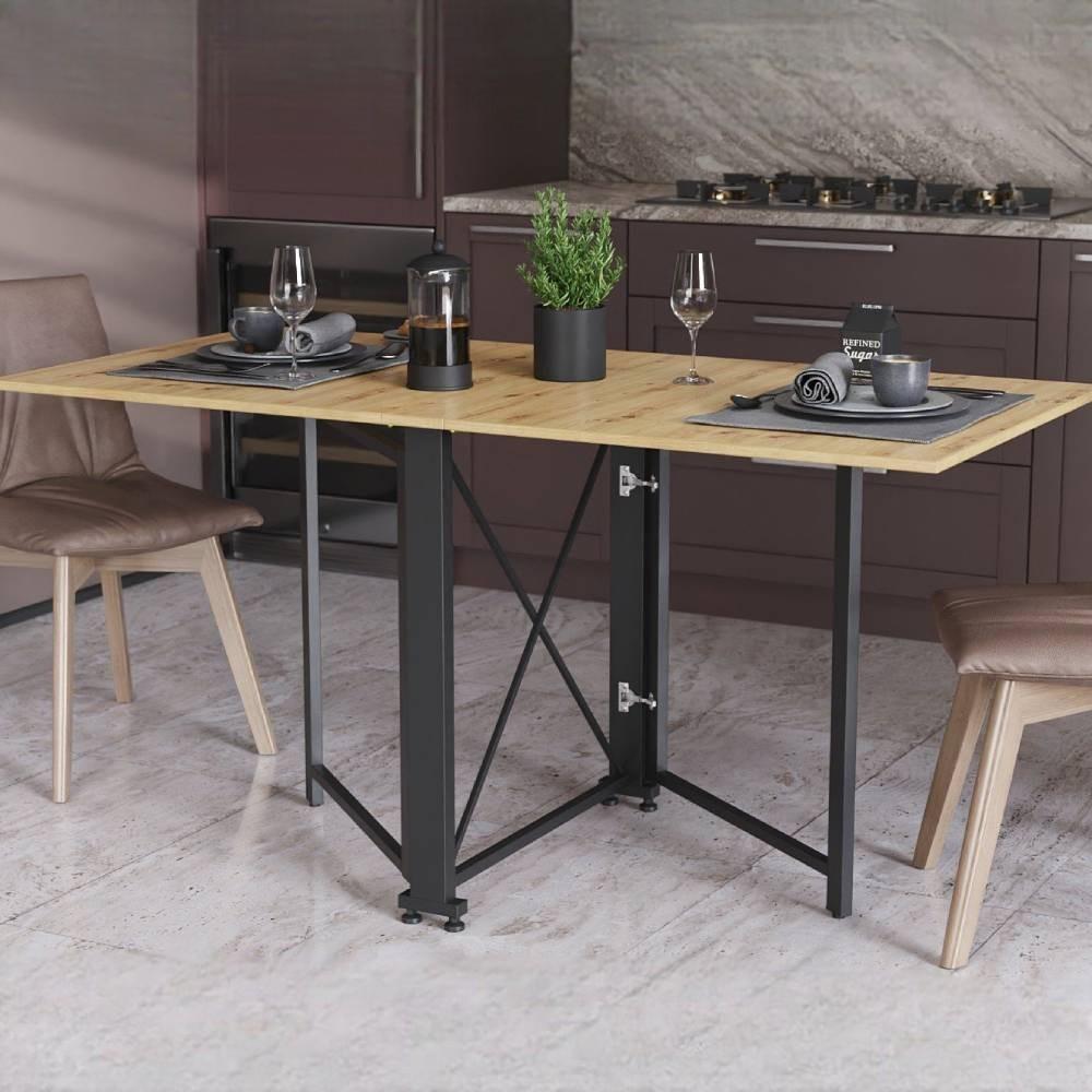 Стол-книга трансформер Ferrum-decor Орион 2 металл/ДСП 16 мм 750x1520x730 мм Черный/Дуб Артизан (FRD-104588)