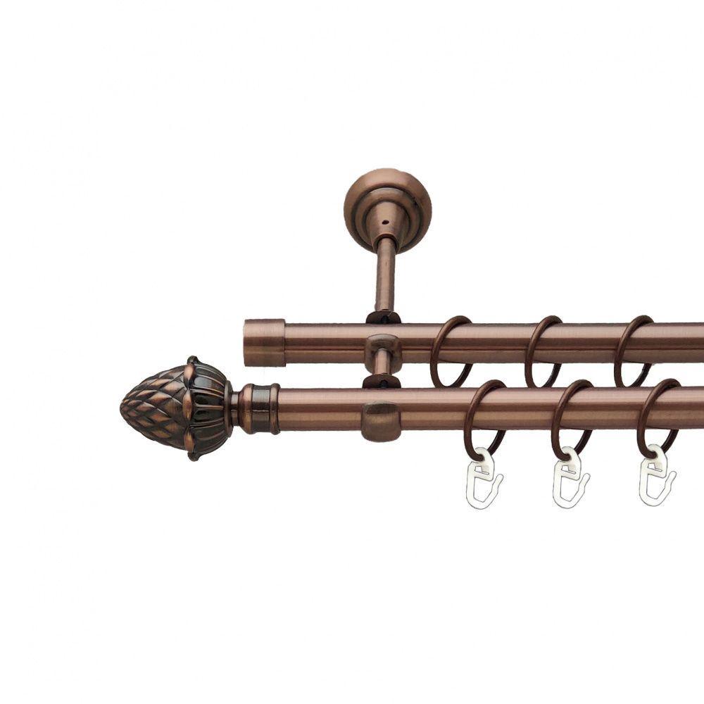 Карниз Orvit Цинара двухрядный гладкий 19/19 мм 300 см Античная медь (00-00012161)