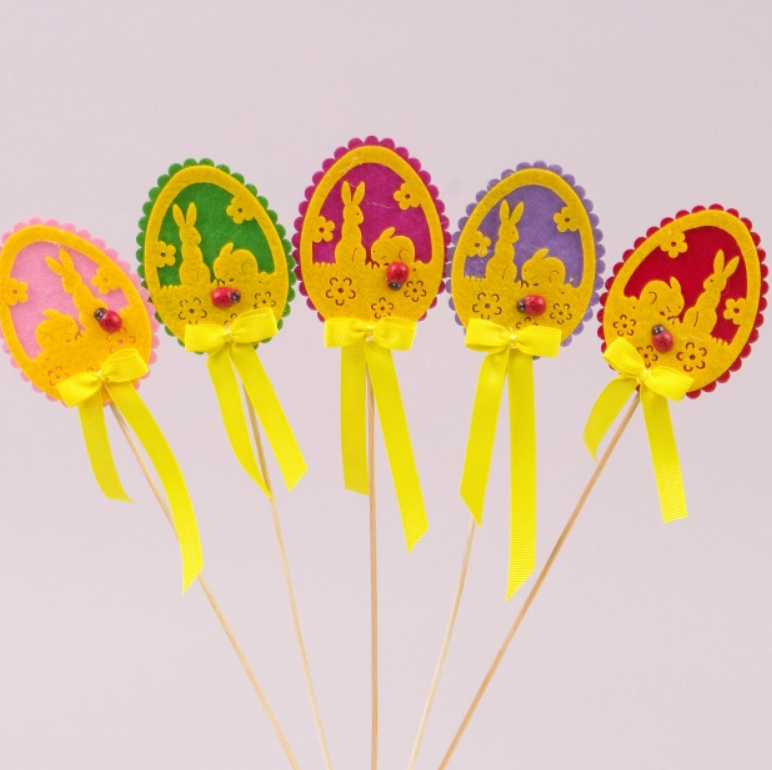 Пасхальная декорация из фетра на пике Писанка микс 5 шт. (22481)