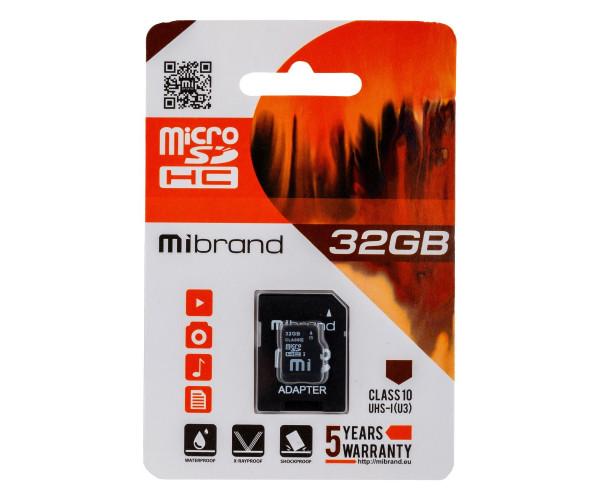 Карта пам'яті Mibrand MicroSDHC 10 Class&Adapter 32 Gb Black - фото 2