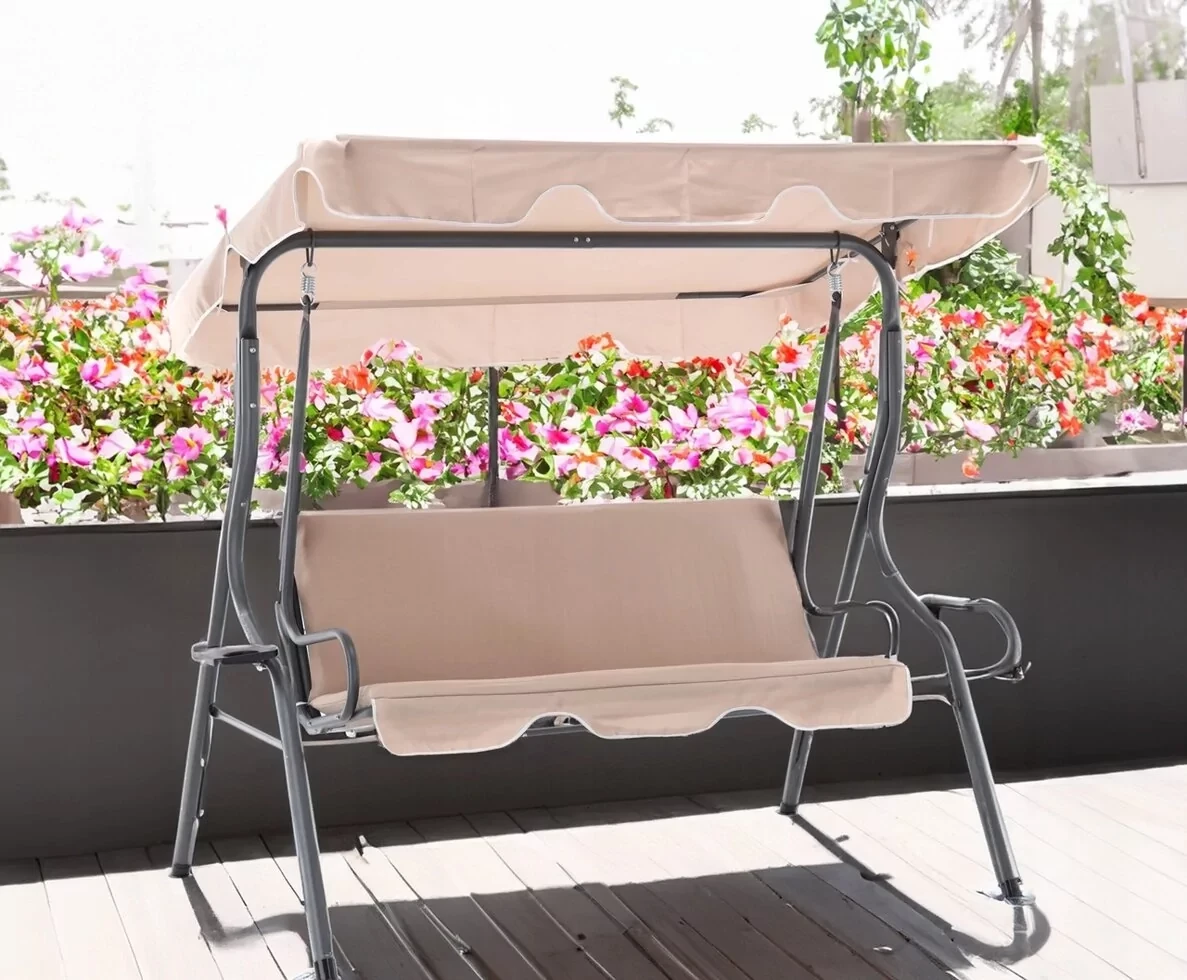 Садовая качель VOLSO VS 0735a с держателями чашек Бежевый (1294) - фото 3 Садовая качель VOLSO VS 0735a с держателями чашек Бежевый (1294) - фото 3